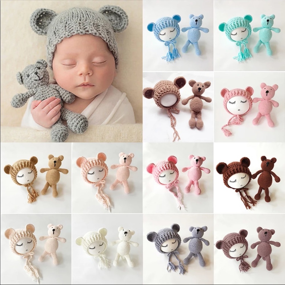 Blue baby newborn hat
